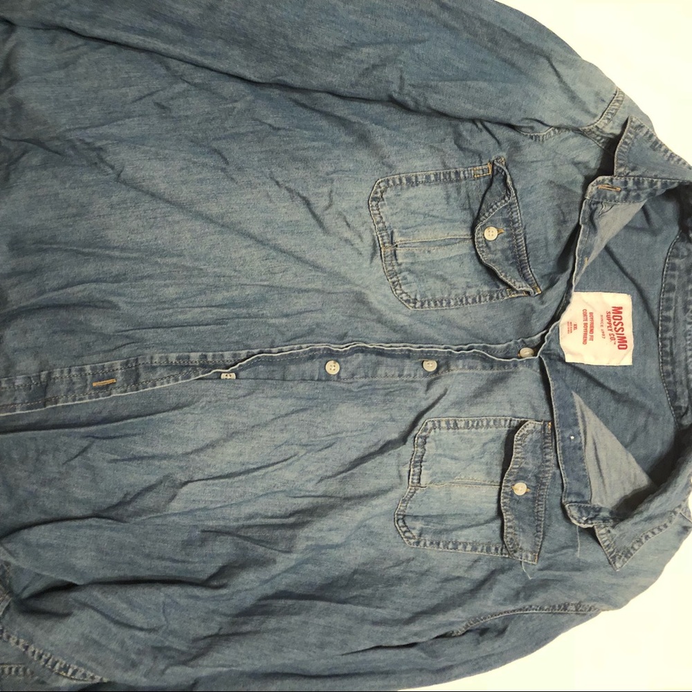 Button down denim shirt. Boyfriend fit